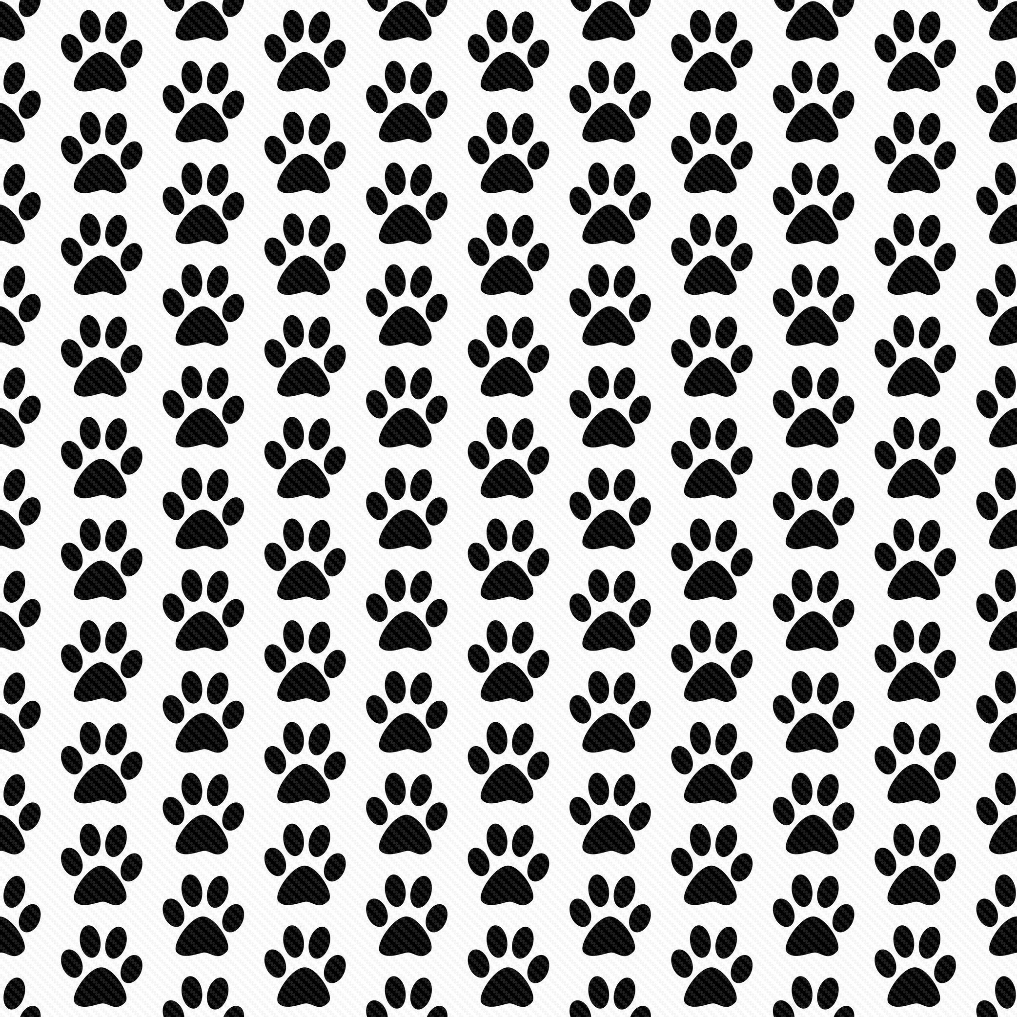 Black and White Dog Paw Prints Tile Pattern Repeat Background